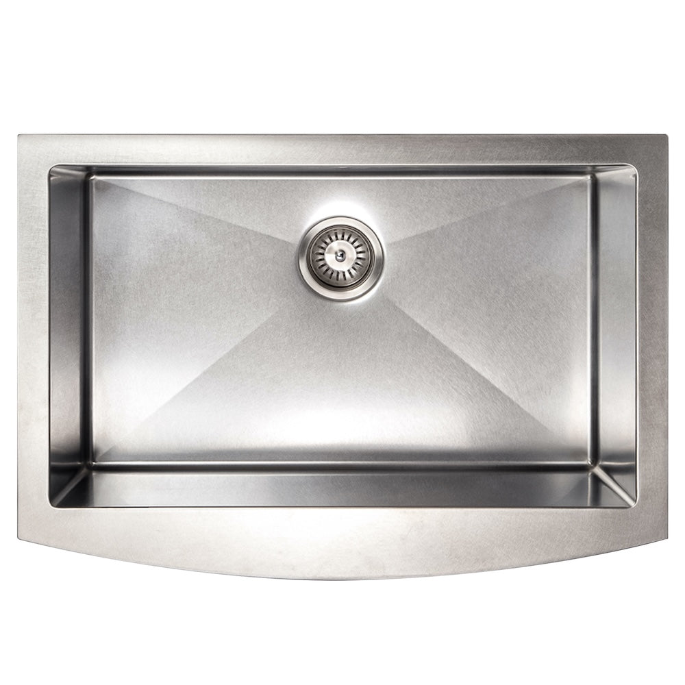 ZLINE 30 in. Zermatt Farmhouse Apron Mount Single Bowl Satin Stainless Steel Kitchen Sink with Bottom Grid (SAS-30S)