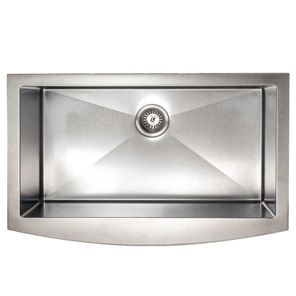 ZLINE 33 in. Vail Farmhouse Apron Mount Single Bowl Stainless Steel Kitchen Sink with Bottom Grid (SAS-33)