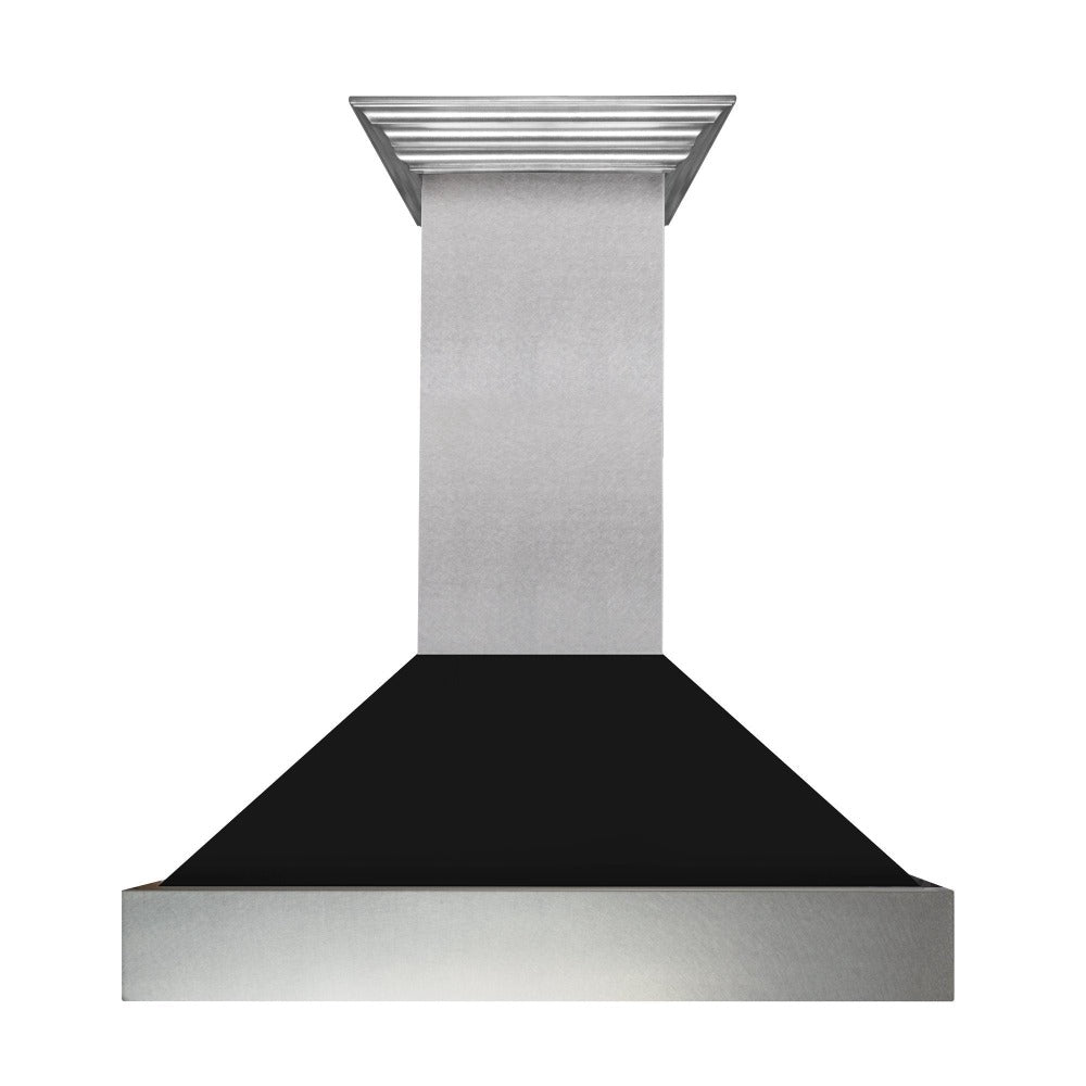 ZLINE 30 in. Ducted Satin Stainless Steel Wall Mount Range Hood with Black Matte Shell (8654BLM-30)
