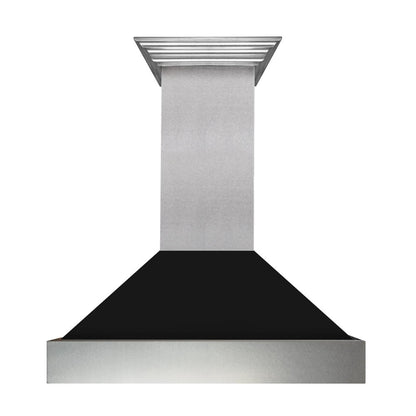 ZLINE 48 in. Ducted Satin Stainless Steel Wall Mount Range Hood with Black Matte Shell (8654BLM-48)