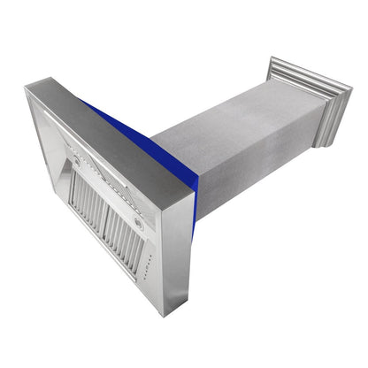 ZLINE 30 in. Ducted Satin Stainless Steel Wall Mount Range Hood with Blue Matte Shell (8654BM-30)