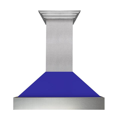 ZLINE 48 in. Ducted Satin Stainless Steel Wall Mount Range Hood with Blue Matte Shell (8654BM-48)