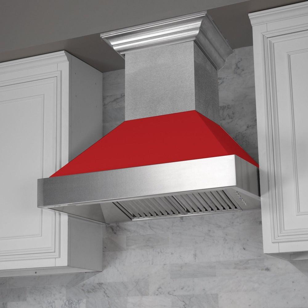 ZLINE 30 in. Ducted Satin Stainless Steel Wall Mount Range Hood with Red Matte Shell (8654RM-30)
