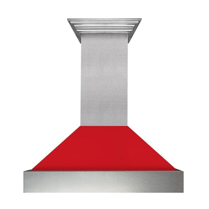 ZLINE 48 in. Ducted Satin Stainless Steel Wall Mount Range Hood with Red Matte Shell (8654RM-48)
