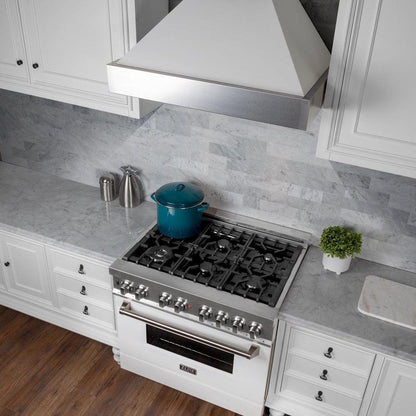 ZLINE 48 in. Ducted Satin Stainless Steel Wall Mount Range Hood with White Matte Shell (8654WM-48)