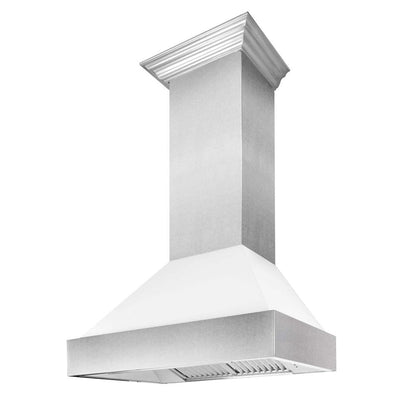ZLINE 30 in. Kitchen Package with Satin Stainless Steel Dual Fuel Range with White Matte Door and Convertible Vent Range Hood (2KP-RASWMRH30)