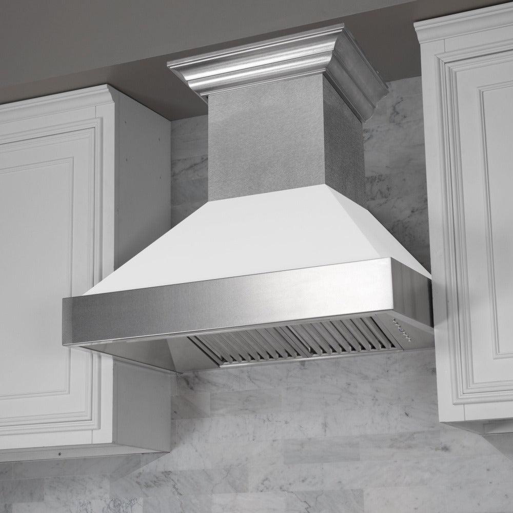 ZLINE 30 in. Ducted Satin Stainless Steel Wall Mount Range Hood with White Matte Shell (8654WM-30)