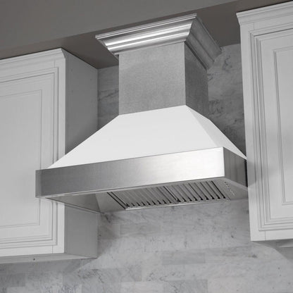 ZLINE 30 in. Ducted Satin Stainless Steel Wall Mount Range Hood with White Matte Shell (8654WM-30)