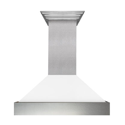 ZLINE 36 in. Kitchen Package with Satin Stainless Steel Dual Fuel Range with White Matte Door and Convertible Vent Range Hood (2KP-RASWMRH36)