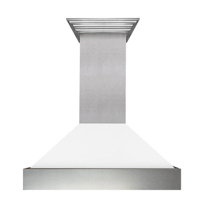 ZLINE 48 in. Ducted Satin Stainless Steel Wall Mount Range Hood with White Matte Shell (8654WM-48)