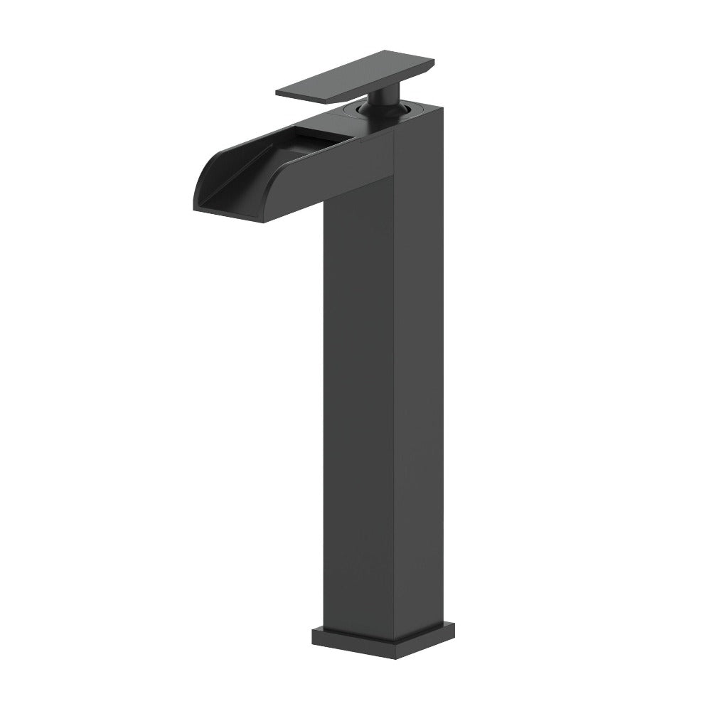 ZLINE Autograph Edition Eagle Falls Waterfall Vessel Sink Single Handle Bath Faucet in Matte Black (EAG-BF-MB)