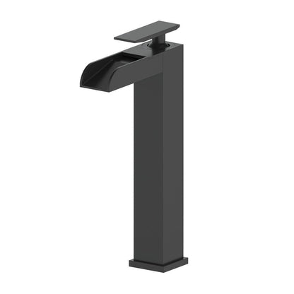 ZLINE Autograph Edition Eagle Falls Waterfall Vessel Sink Single Handle Bath Faucet in Matte Black (EAG-BF-MB)