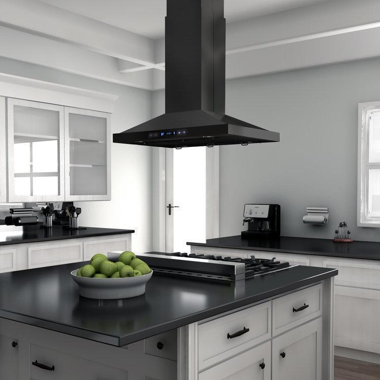 ZLINE 30 in. Convertible Vent Island Mount Range Hood in Black Stainless Steel (BSGL2iN-30)