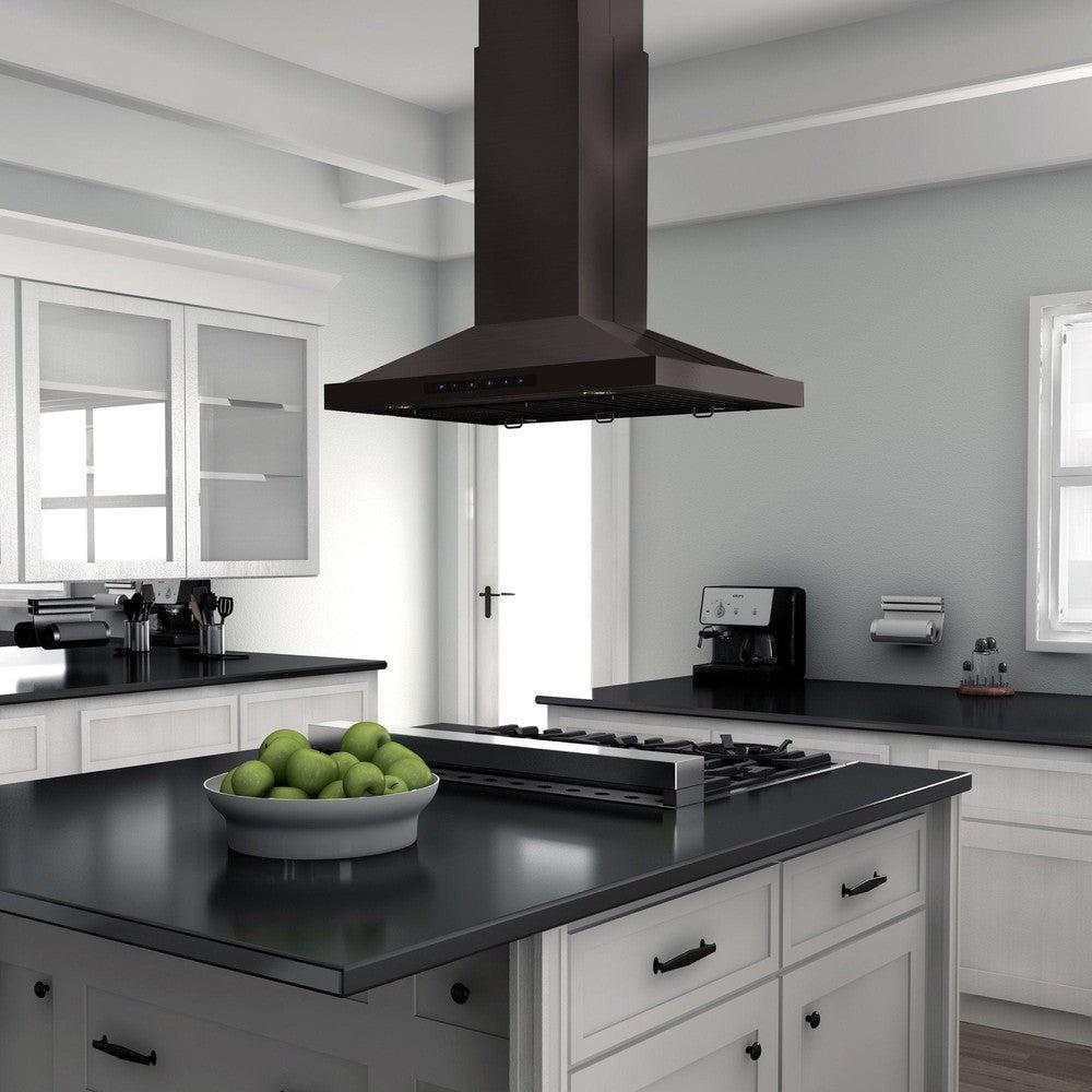 ZLINE 30 in. Convertible Vent Island Mount Range Hood in Black Stainless Steel (BSGL2iN-30)