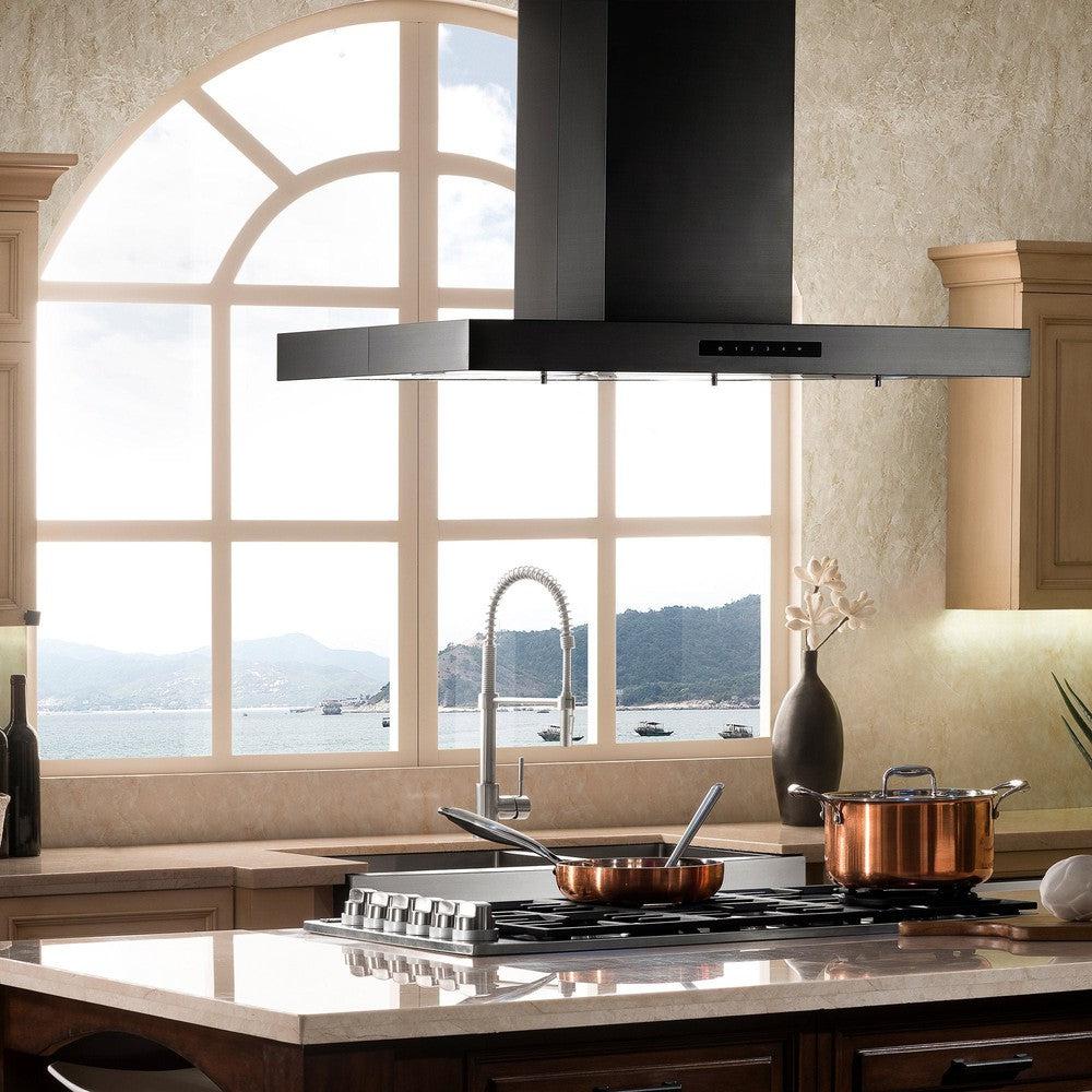 ZLINE 36 in. Convertible Island Mount Range Hood in Black Stainless Steel (BSKE2iN-36)