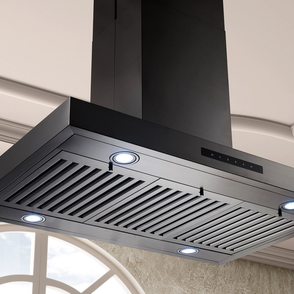 ZLINE 36 in. Convertible Island Mount Range Hood in Black Stainless Steel (BSKE2iN-36)