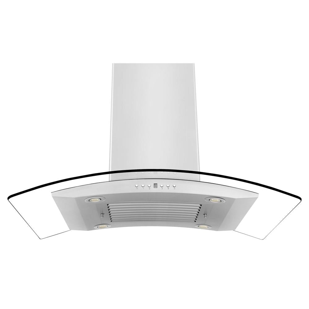 ZLINE 36 in. Convertible Vent Island Mount Range Hood in Stainless Steel and Glass (GL14i-36)