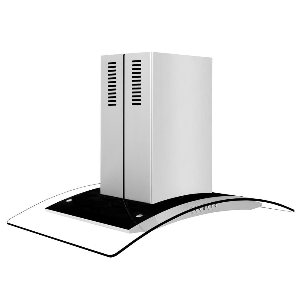 ZLINE 30 in. Convertible Vent Island Mount Range Hood in Stainless Steel and Glass (GL14i-30)