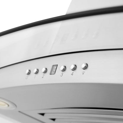 ZLINE 36 in. Convertible Vent Island Mount Range Hood in Stainless Steel and Glass (GL14i-36)