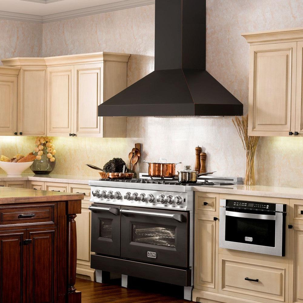 ZLINE 48 in. Designer Series Ducted Wall Mount Range Hood in Oil-Rubbed Bronze (8667B-48)