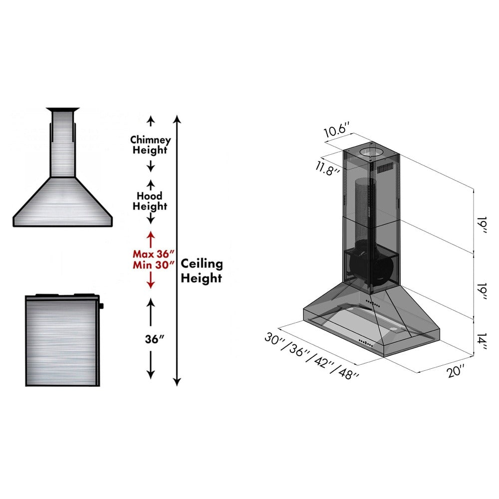ZLINE 36 in. Ducted Island Mount Range Hood in Outdoor Approved Stainless Steel (597i-304-36)