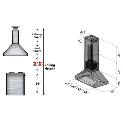 ZLINE 36 in. Ducted Island Mount Range Hood in Outdoor Approved Stainless Steel (597i-304-36)
