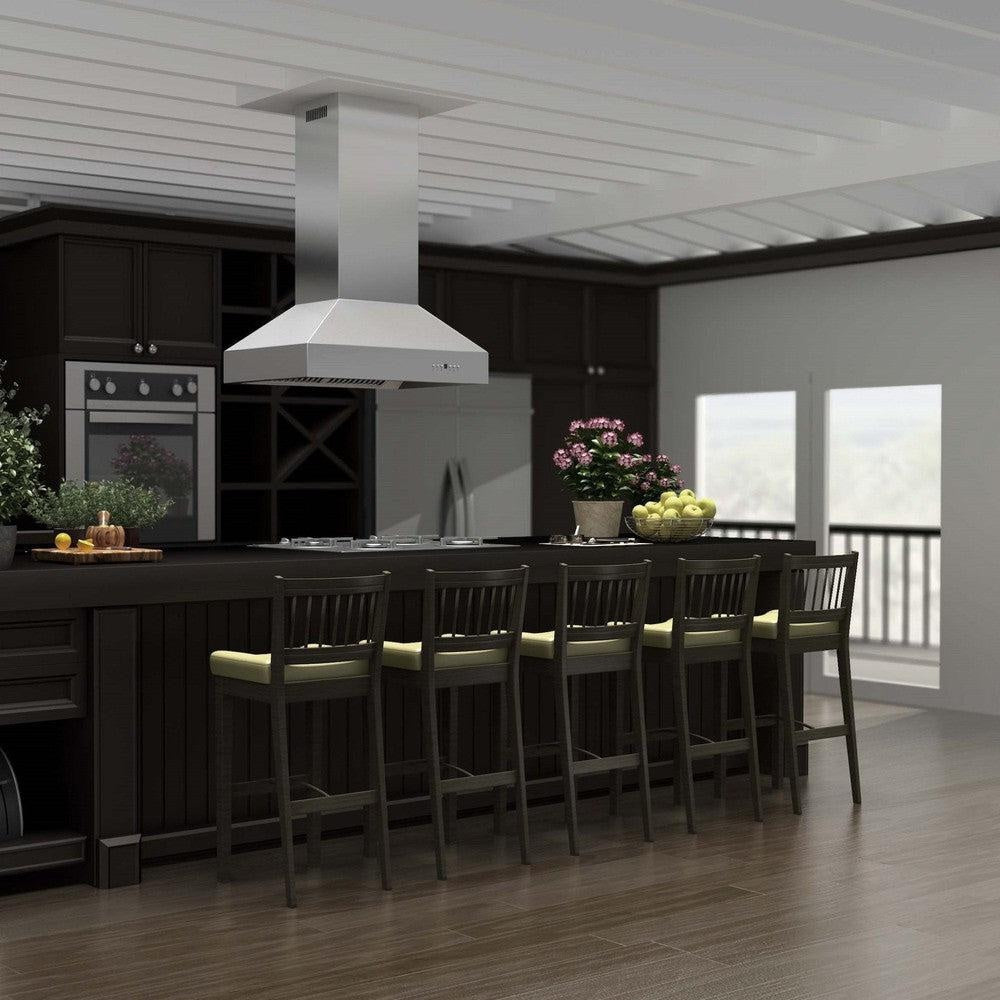 ZLINE 36 in. Ducted Island Mount Range Hood in Outdoor Approved Stainless Steel (697i-304-36)
