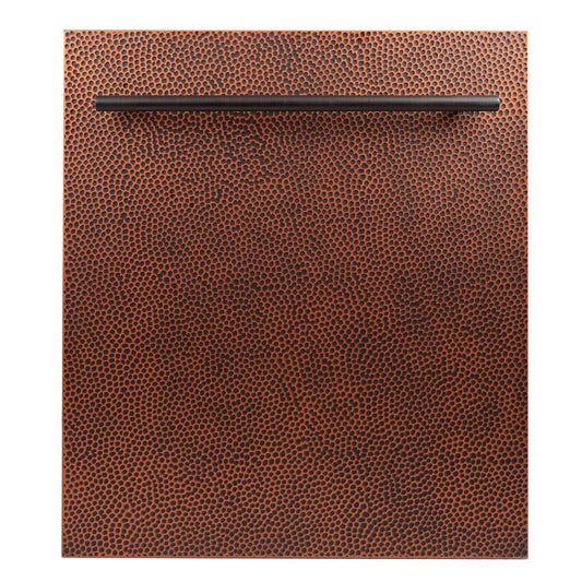 ZLINE 24 in. Top Control Dishwasher with Hand-Hammered Copper Panel and Modern Style Handle, 52dBa (DW-HH-24)