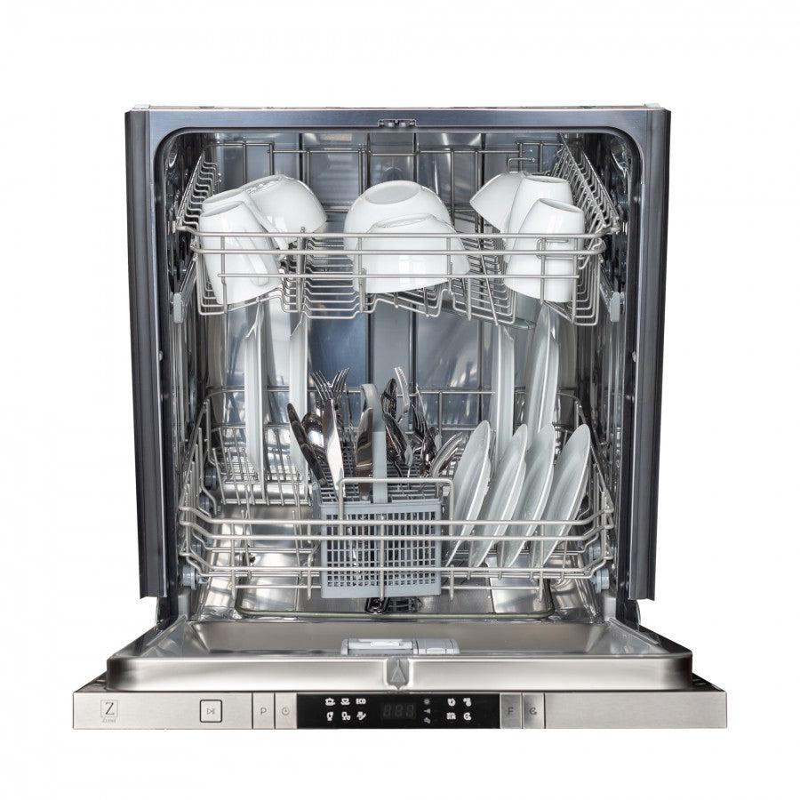 ZLINE 30 in. Kitchen Package with Satin Stainless Dual Fuel Range, Ducted Vent Range Hood and Dishwasher (3KP-RASRH30-DW)