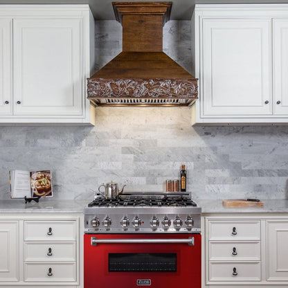 ZLINE 36 in. 4.6 cu. ft. Legacy Dual Fuel Range with 6 Burner Gas Cooktop and Electric Convection Oven in Stainless Steel and Red Gloss Door (RA-RG-36)