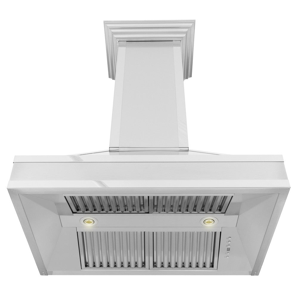ZLINE 30 in. Designer Series Wall Mount Range Hood in Satin Stainless Steel with Mirror Accents (655MR-30)