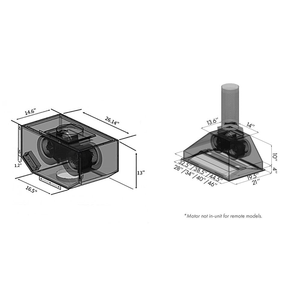 ZLINE 46 in. Remote Blower Ducted Range Hood Insert in Stainless Steel (721-RD-46)