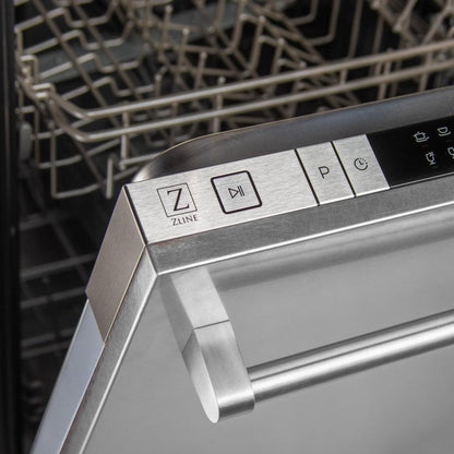 ZLINE 30 in. Kitchen Package with Satin Stainless Dual Fuel Range, Ducted Vent Range Hood and Dishwasher (3KP-RASRH30-DW)