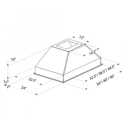 ZLINE 34 in. Ducted Island Mount Range Hood Insert in Stainless Steel (824i-34)