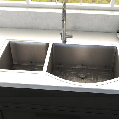 ZLINE Cortina 33 in. Undermount Double Bowl Stainless Steel Kitchen Sink with Bottom Grid (SC70D-33)