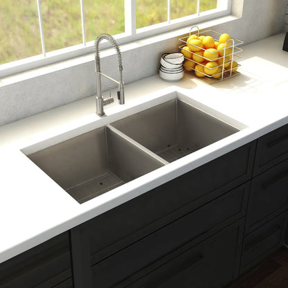 ZLINE 36 in. Anton Undermount Double Bowl Stainless Steel Kitchen Sink with Bottom Grid (SR50D-36)