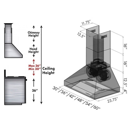 ZLINE 48 in. Professional Ducted Wall Mount Range Hood in Stainless Steel with Crown Molding (667CRN-48)