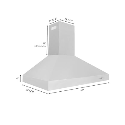ZLINE 48 in. Professional Ducted Wall Mount Range Hood in Stainless Steel (697-48)