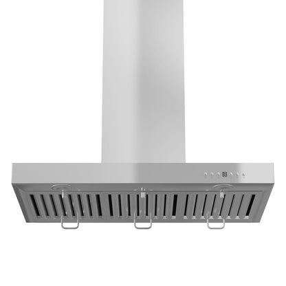 ZLINE 36 in. Convertible Vent Wall Mount Range Hood in Stainless Steel with Crown Molding (KECRN-36)