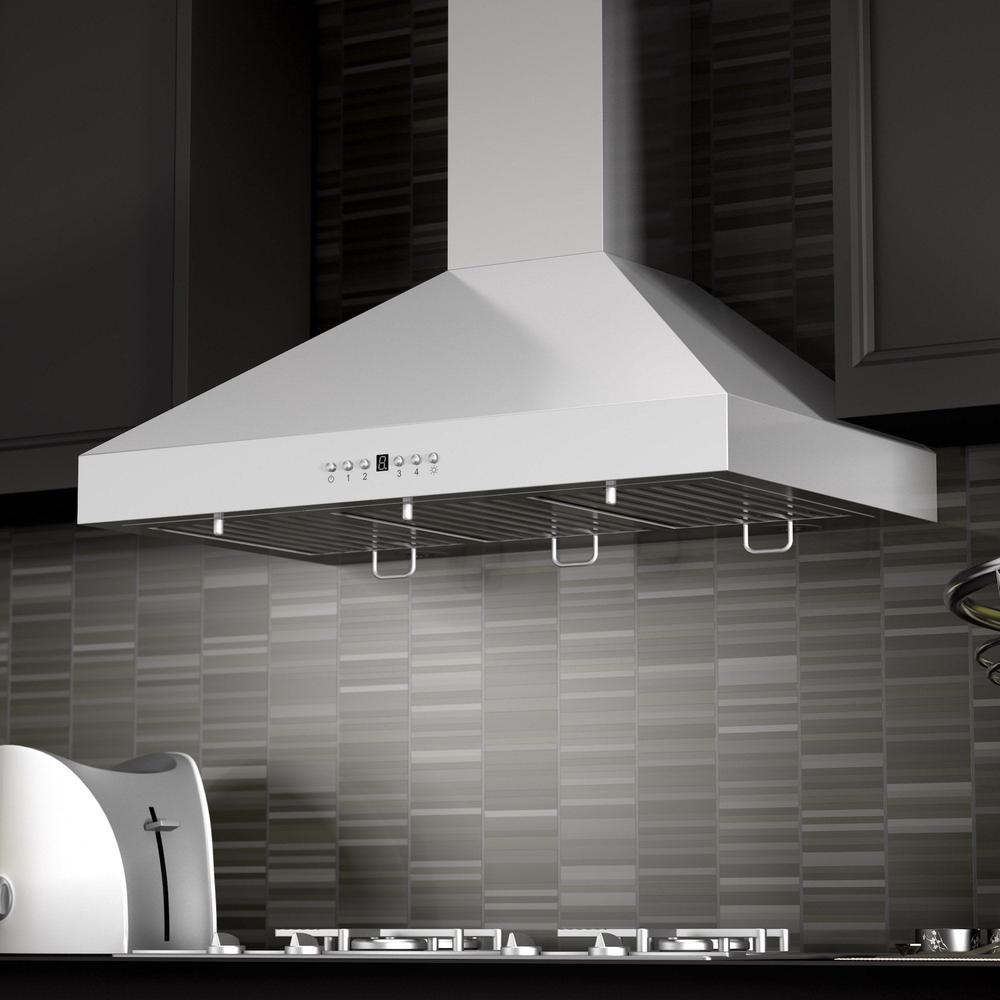 ZLINE 42 in. Convertible Vent Wall Mount Range Hood in Stainless Steel with Crown Molding (KL3CRN-42)