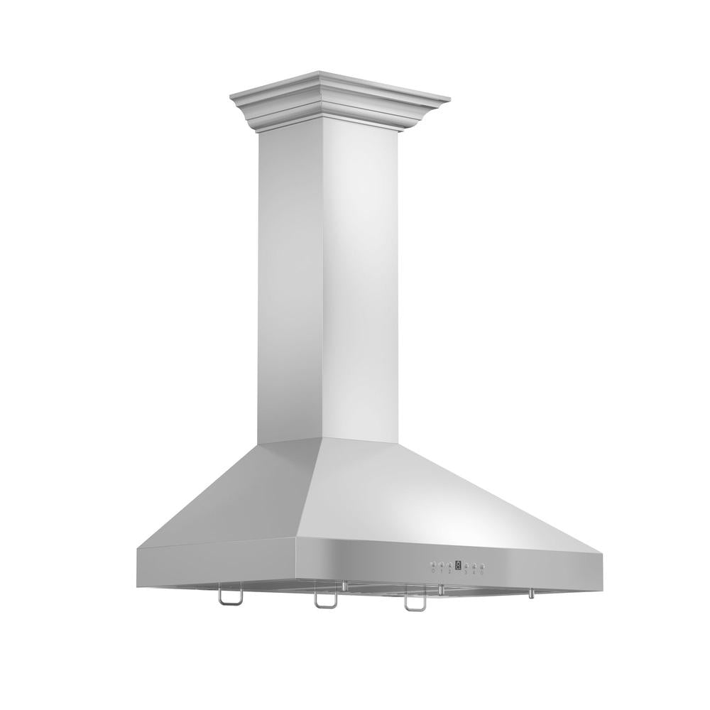 ZLINE 48 in. Convertible Vent Wall Mount Range Hood in Stainless Steel with Crown Molding (KL3CRN-48)
