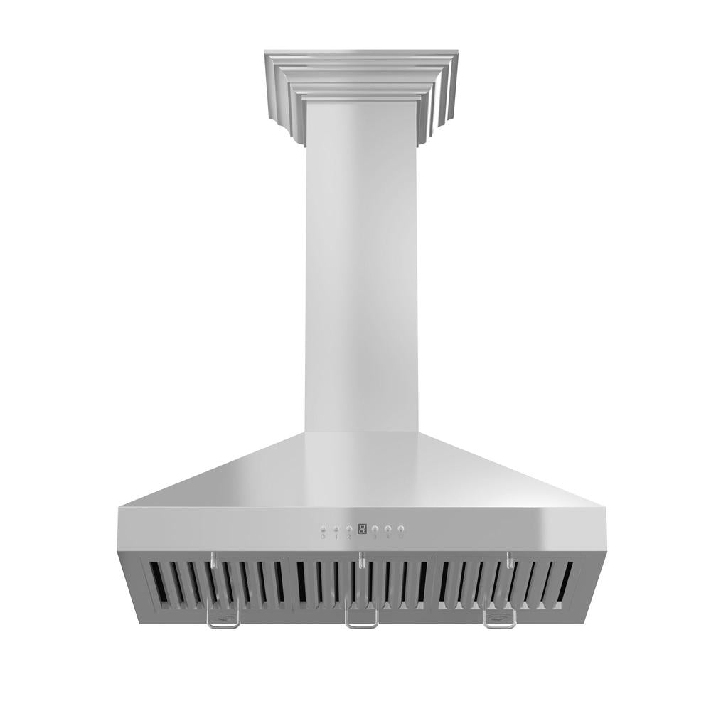 ZLINE 48 in. Convertible Vent Wall Mount Range Hood in Stainless Steel with Crown Molding (KL3CRN-48)