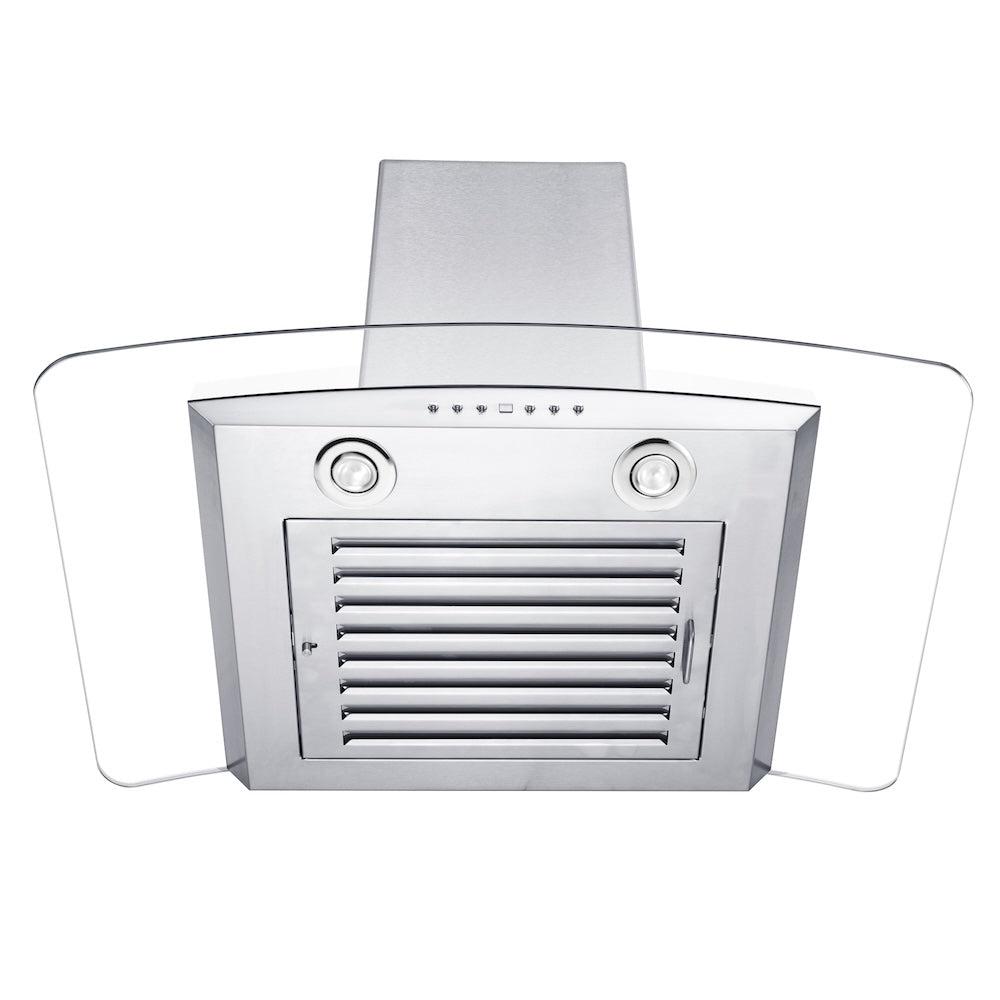 ZLINE 36 in. Convertible Vent Wall Mount Range Hood in Stainless Steel and Glass with Crown Molding (KZCRN-36)