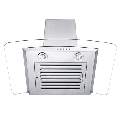 ZLINE 36 in. Convertible Vent Wall Mount Range Hood in Stainless Steel and Glass with Crown Molding (KZCRN-36)