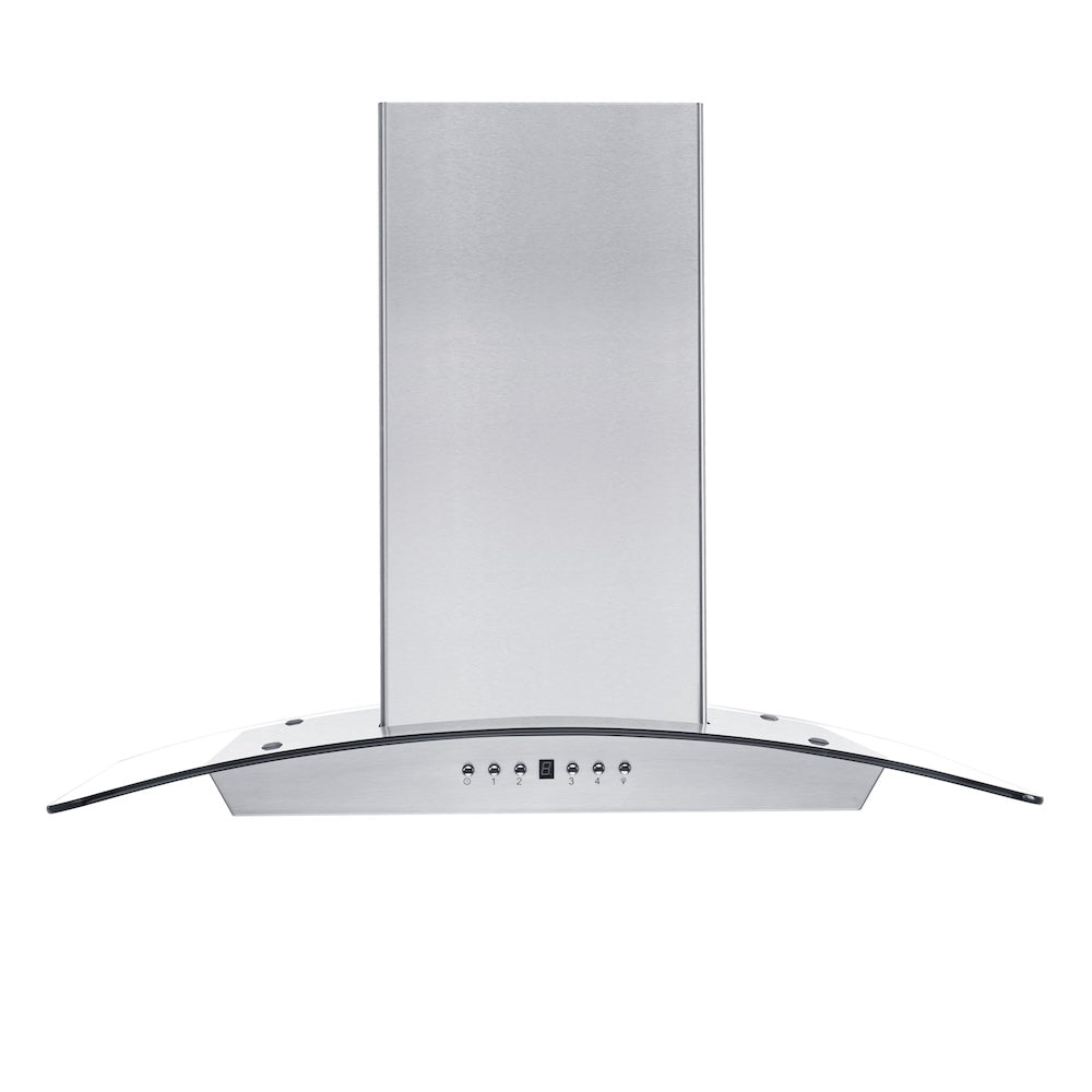 ZLINE 36 in. Convertible Vent Wall Mount Range Hood in Stainless Steel and Glass with Crown Molding (KZCRN-36)