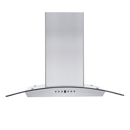 ZLINE 36 in. Convertible Vent Wall Mount Range Hood in Stainless Steel and Glass with Crown Molding (KZCRN-36)