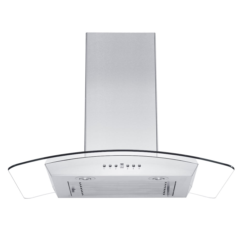 ZLINE 36 in. Convertible Vent Wall Mount Range Hood in Stainless Steel and Glass with Crown Molding (KZCRN-36)
