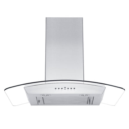 ZLINE 36 in. Convertible Vent Wall Mount Range Hood in Stainless Steel and Glass with Crown Molding (KZCRN-36)