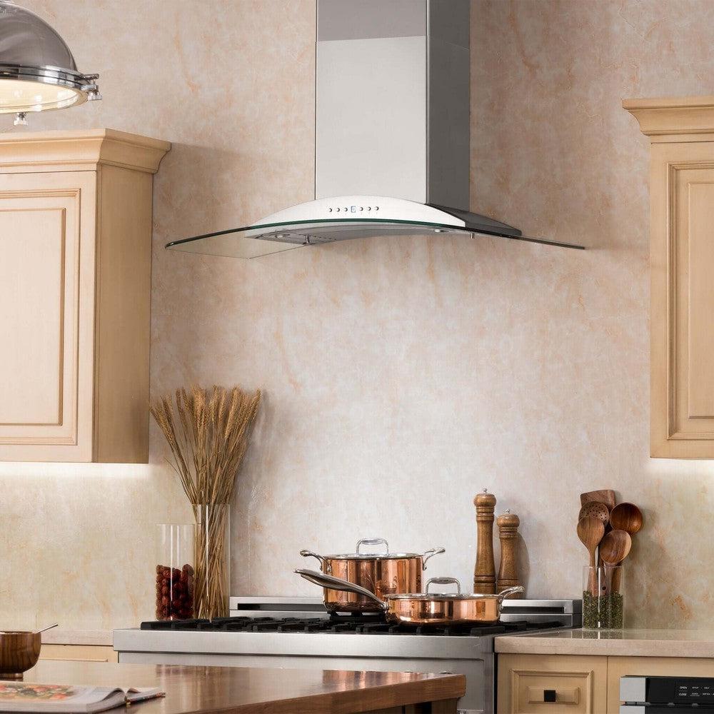 ZLINE 36 in. Convertible Vent Wall Mount Range Hood in Stainless Steel and Glass (KN-36)