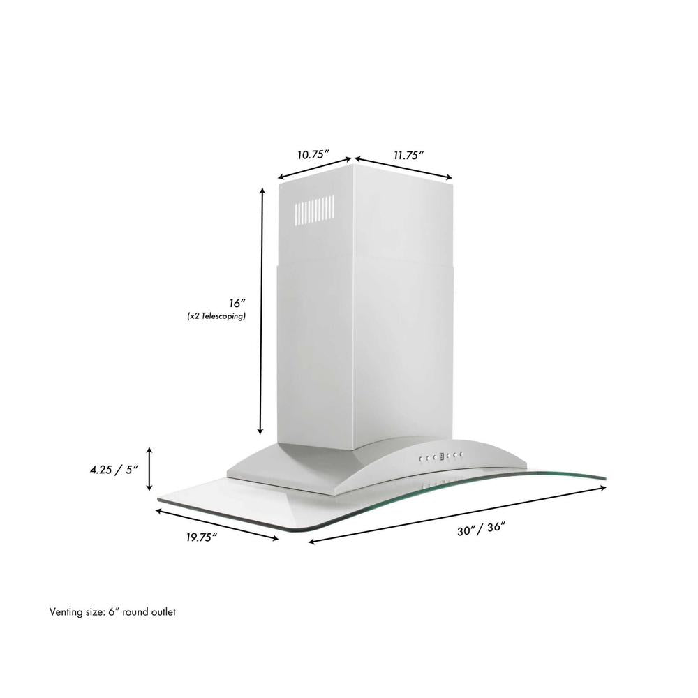 ZLINE 30 in. Convertible Vent Wall Mount Range Hood in Stainless Steel and Glass (KN-30)